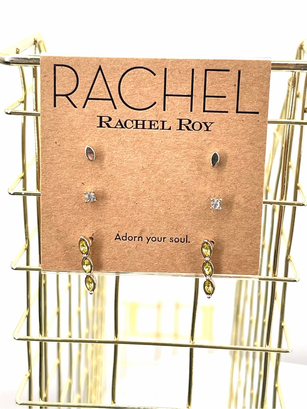 Rachel rachel Roy nwt 3 pair gold stone earring set